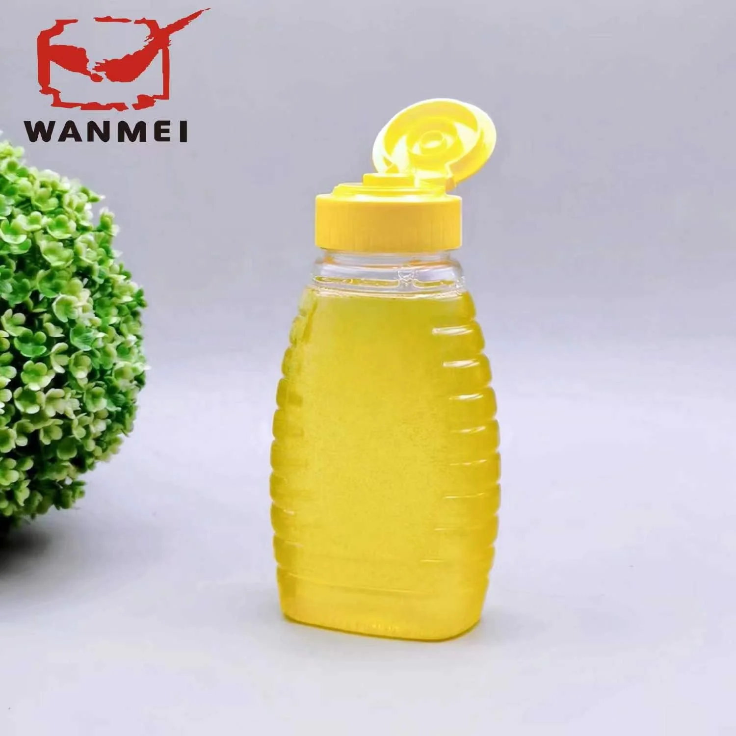 180ml Honey Bottle Empty PET Bottle Food Grade for Sauce/ Honey/Ketchup Squeeze Bottle Two Covers