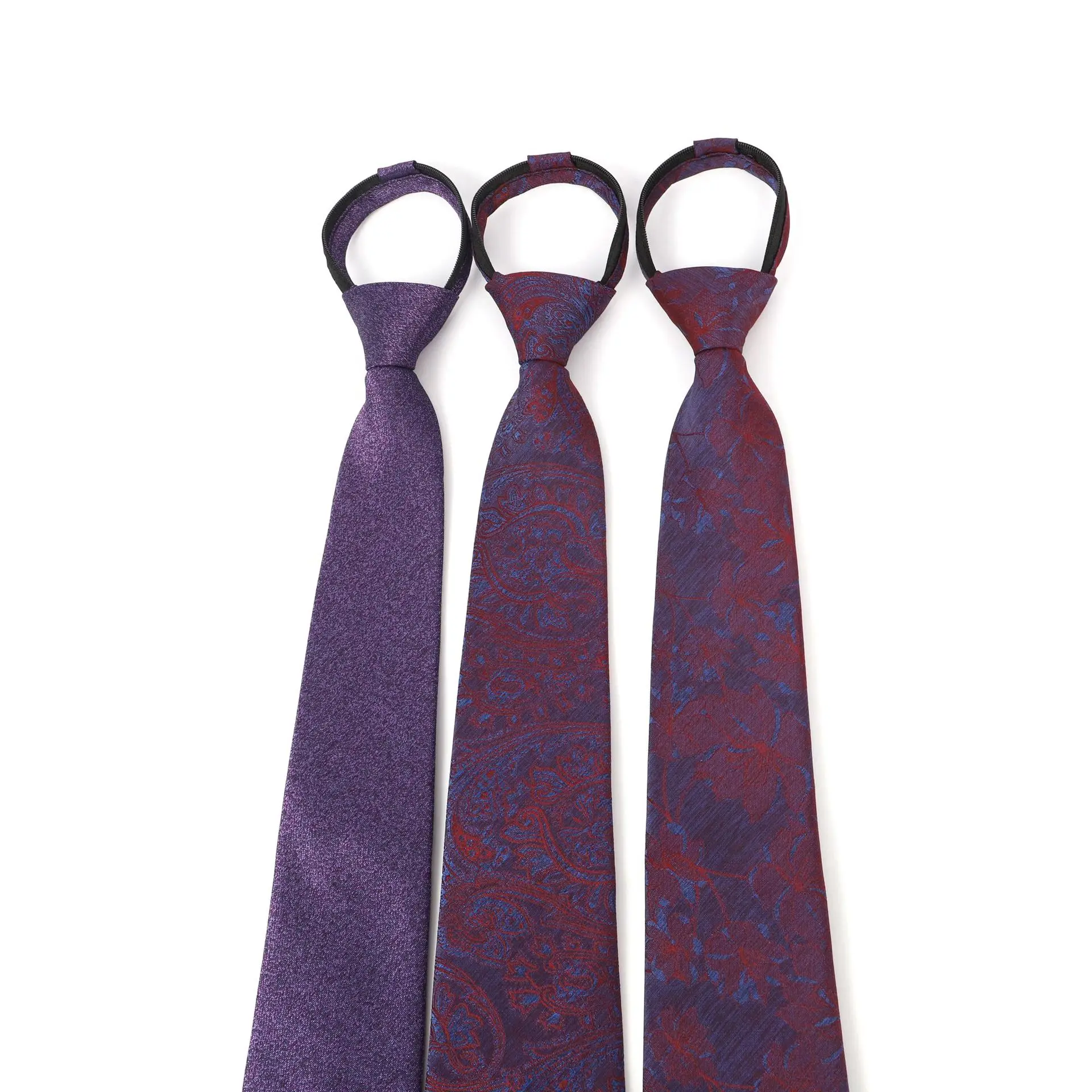 Wholesale Classic Popular Zipper Ties Pre- tied Adjustable Polyester Necktie Ties  Easy Wear