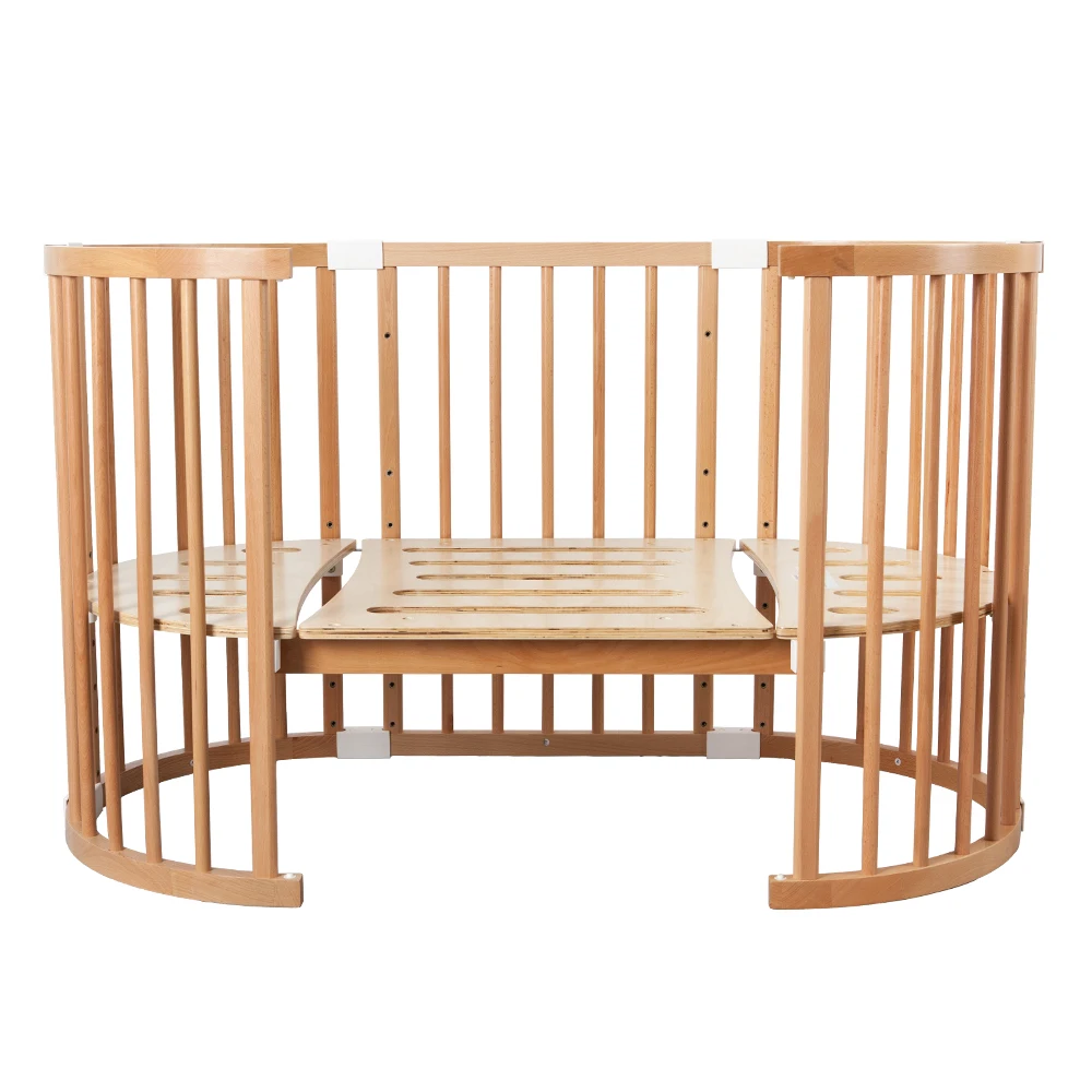 Only B2B 6 In 1 EN 716 Standards Wholesale New Convertible solid wood baby cot Wooden Oval Baby Crib Bed Cot  For Newborn