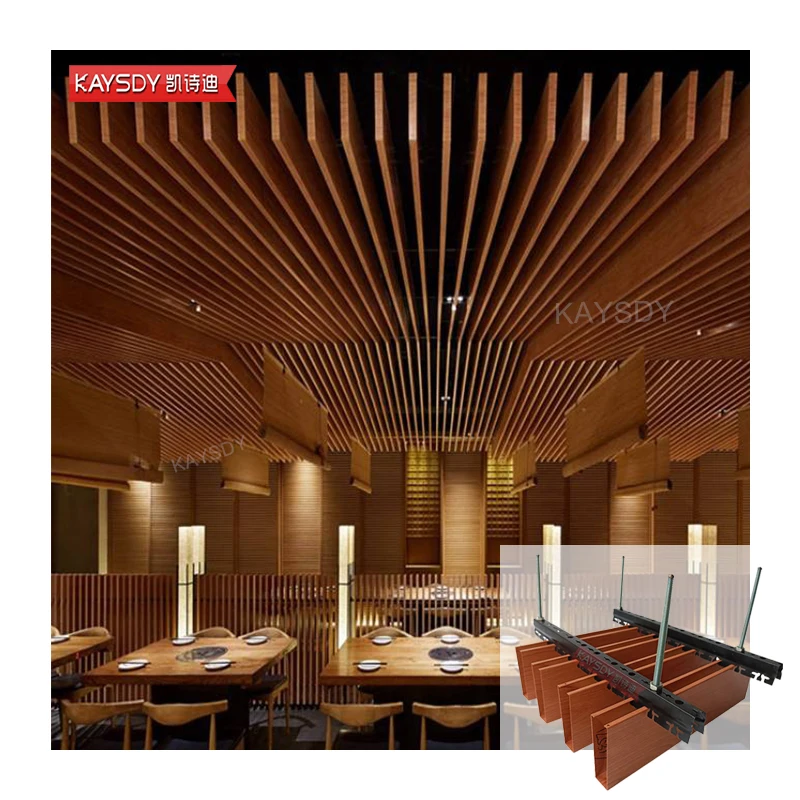 Low Price Aluminum Wooden Grain Linear Baffle Ceiling Decorative Metal Strip Aluminum Ceiling