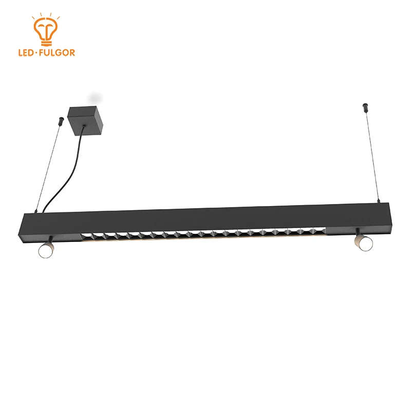Beautiful black powder coating office shop Pendant Linear LED Light for Combination lighting