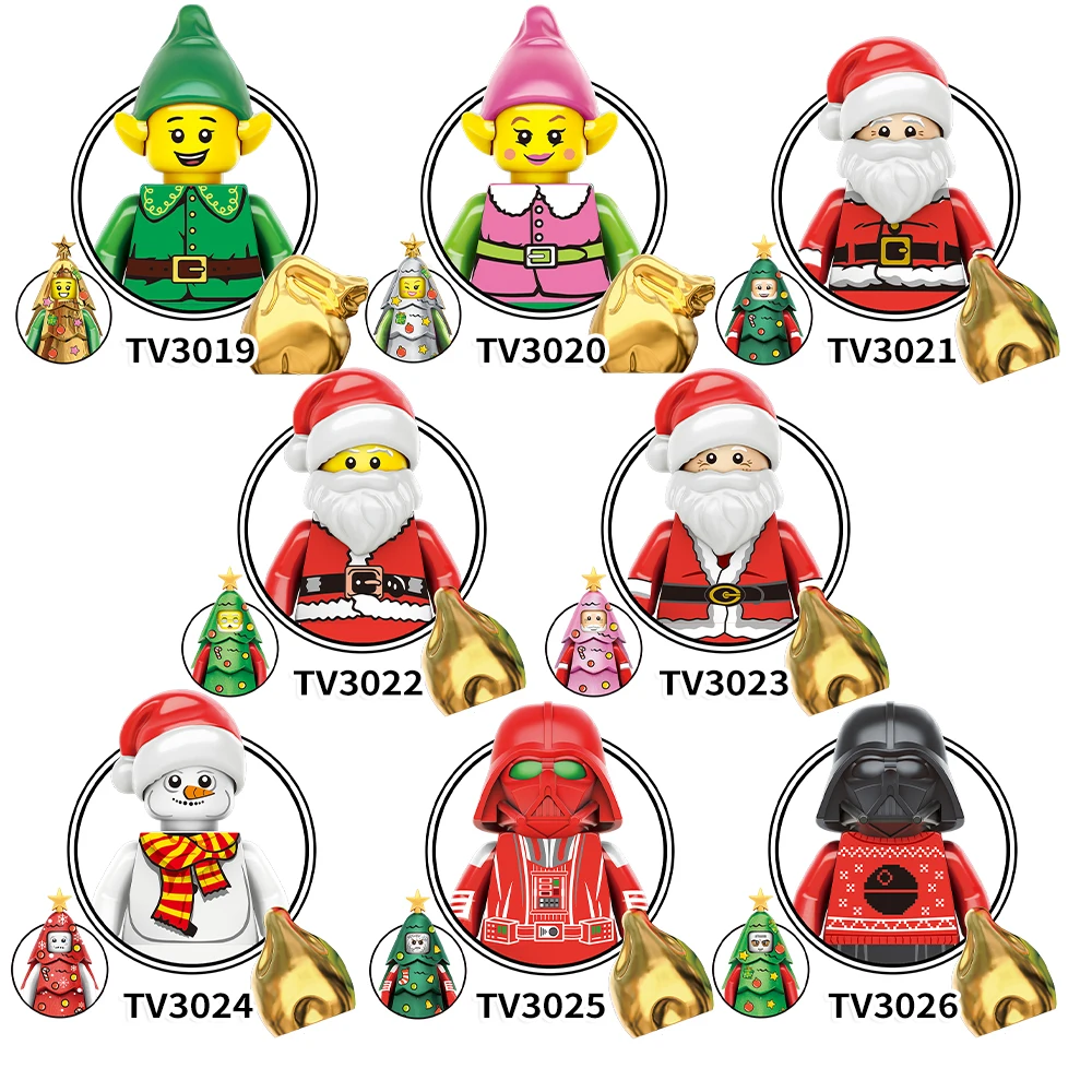 TV6303 2024 New Arrivals Christmas Figures Holiday EIf Santa Snowman Darth Vader Children Gifts DIY Building Blocks Kids Toys