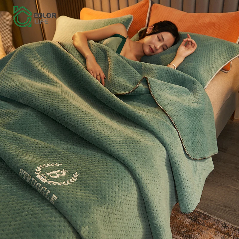 Wholesale Simple Casual Waffle Fleece Blanket Office Nap Home Multi-purpose Thick Blanket