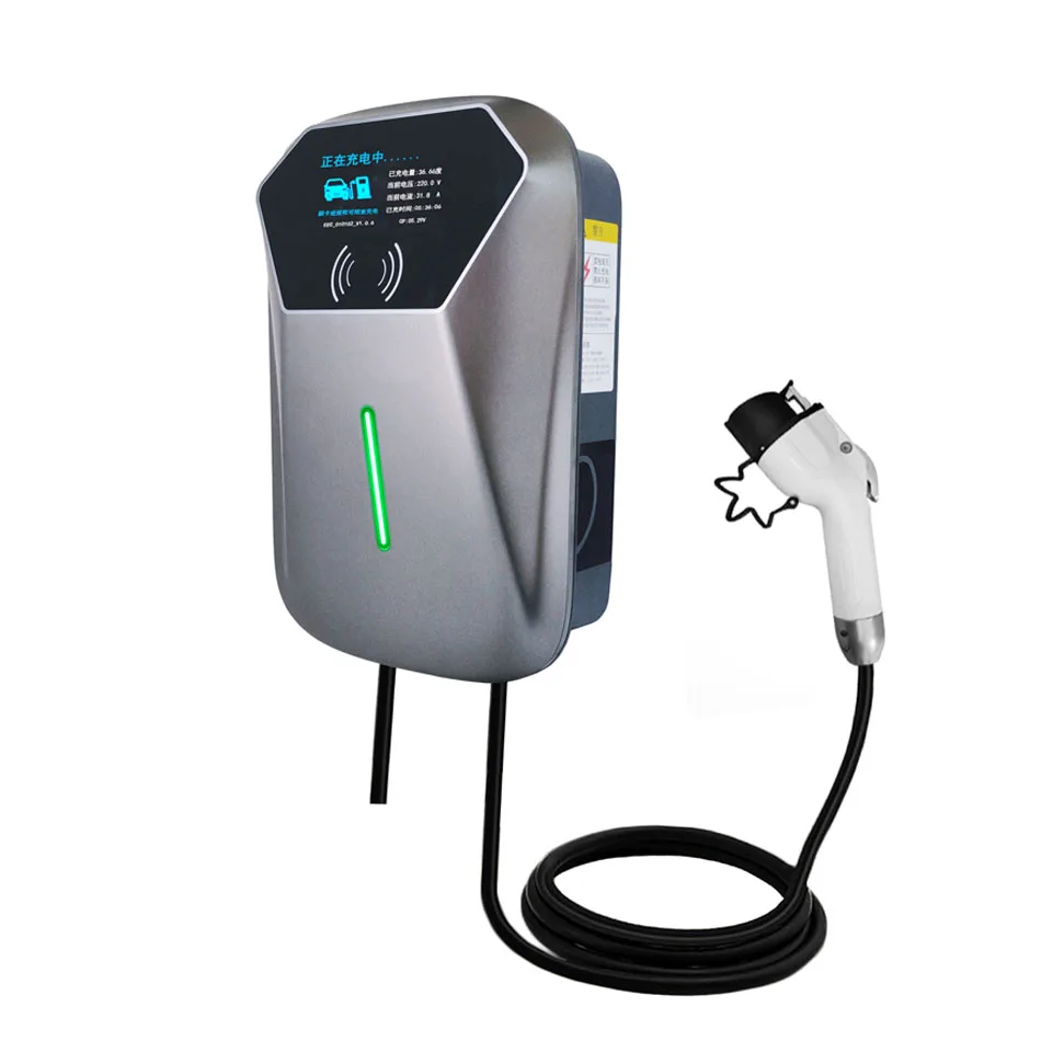 American Standard Interface Portable Ev Fast Charging Station 7kw 32 Amp Type 2 Ev Charging Pile With Screen