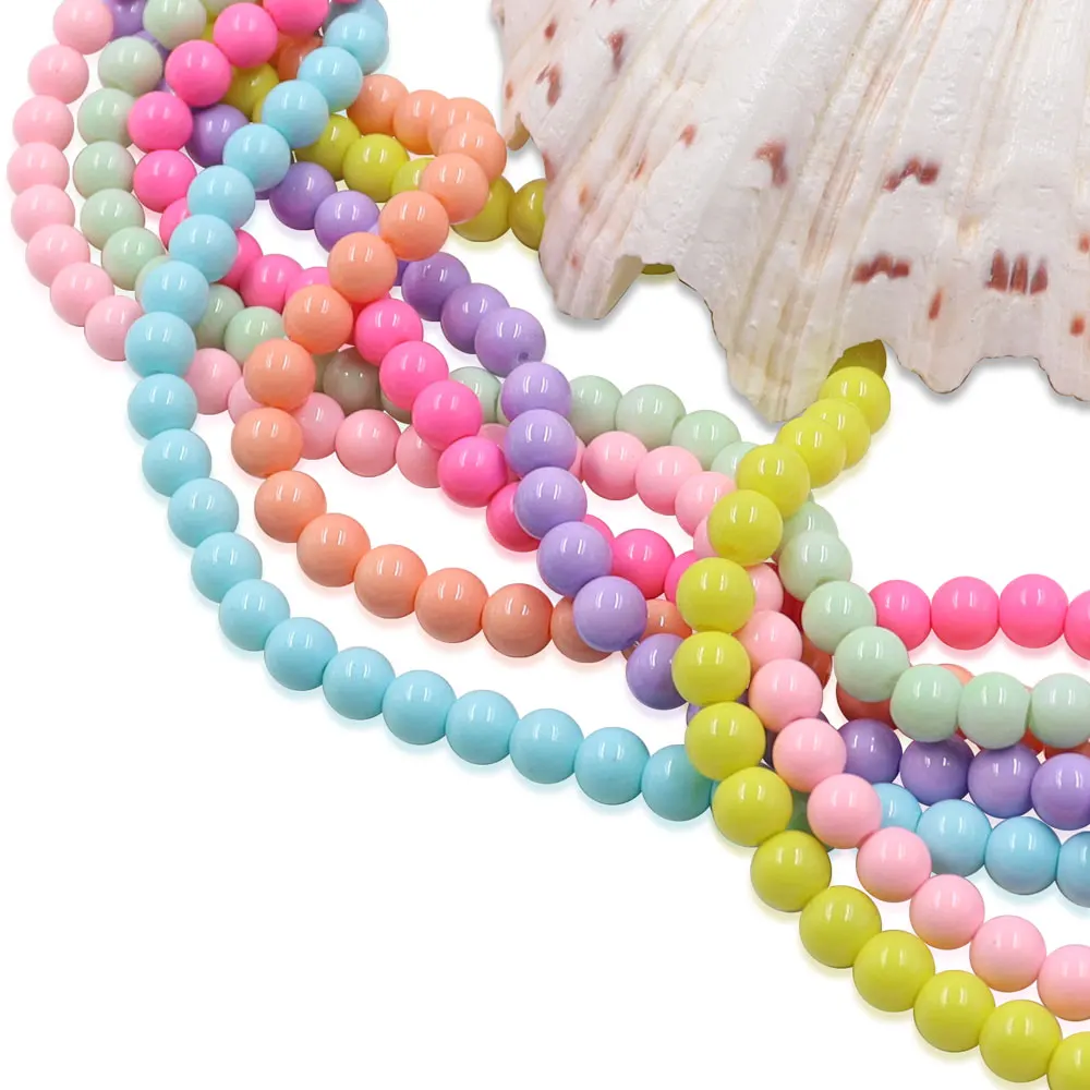 Stock For Special Hot Sale Product Beads 8mm Candy Mixcolor Loose Solid Glass Beads With 7 Strands For Jewelry Making
