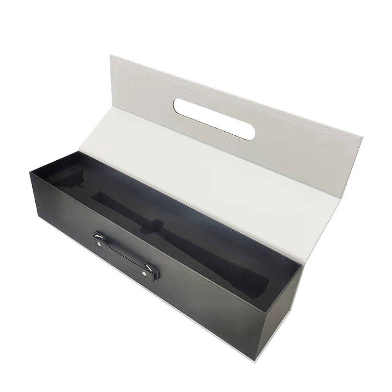 Customized Eco-friendly Cardboard Gift Box White Magnetic Boxes with Leather Carrying Handles  Gift Packaging Personalized Boxes