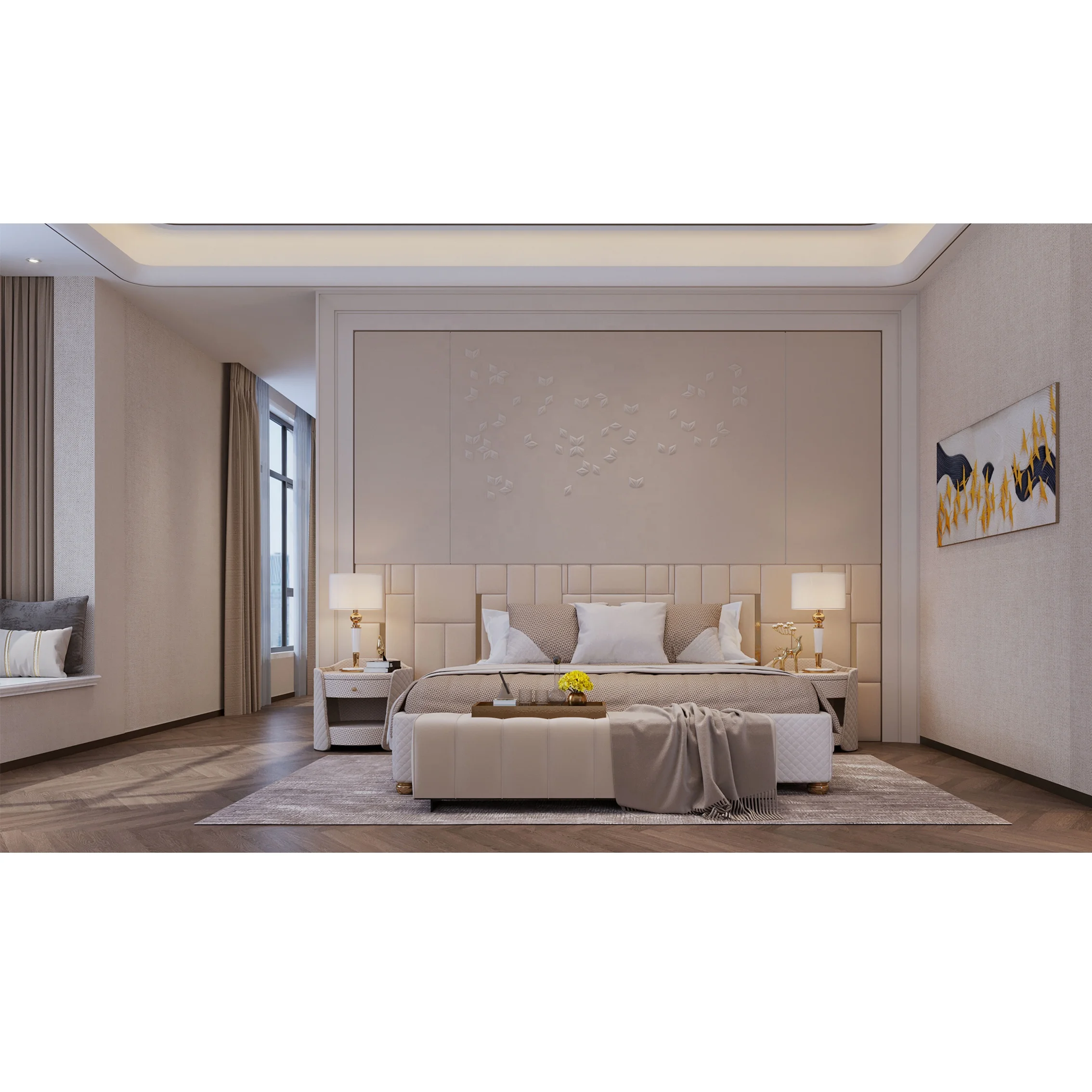 Modern minimalist style Apartment Hotel Bedroom Set Home Decor 3D wall stickers