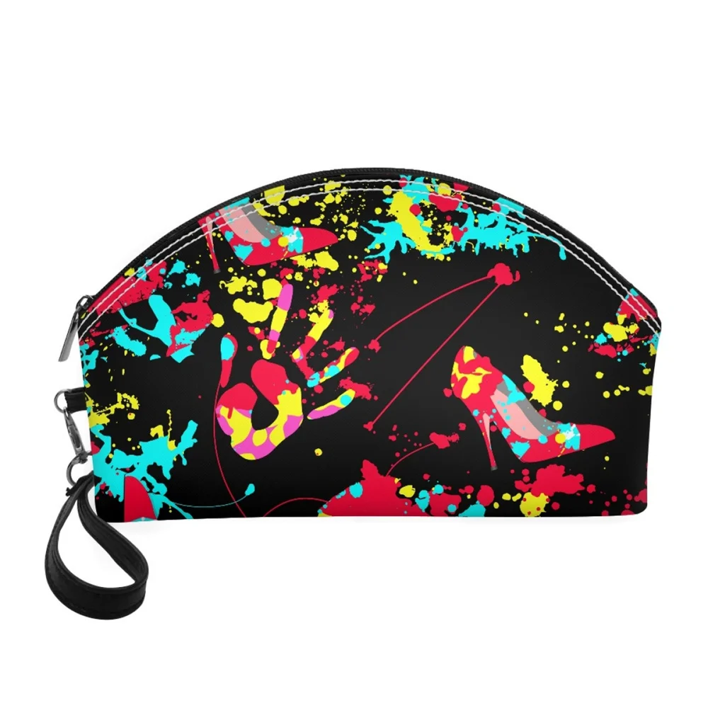 2023 Travel Organizer Beauty Fashion Large Capacity PU Leather Waterproof Customized Hand Painted Graffiti Print Cosmetic Bag