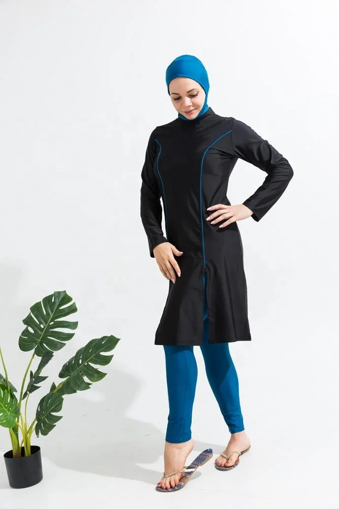 MOTIVE FORCE High Quality Fashion UV Protection NonToxic Color Block Burkini Muslim Women Swimwear