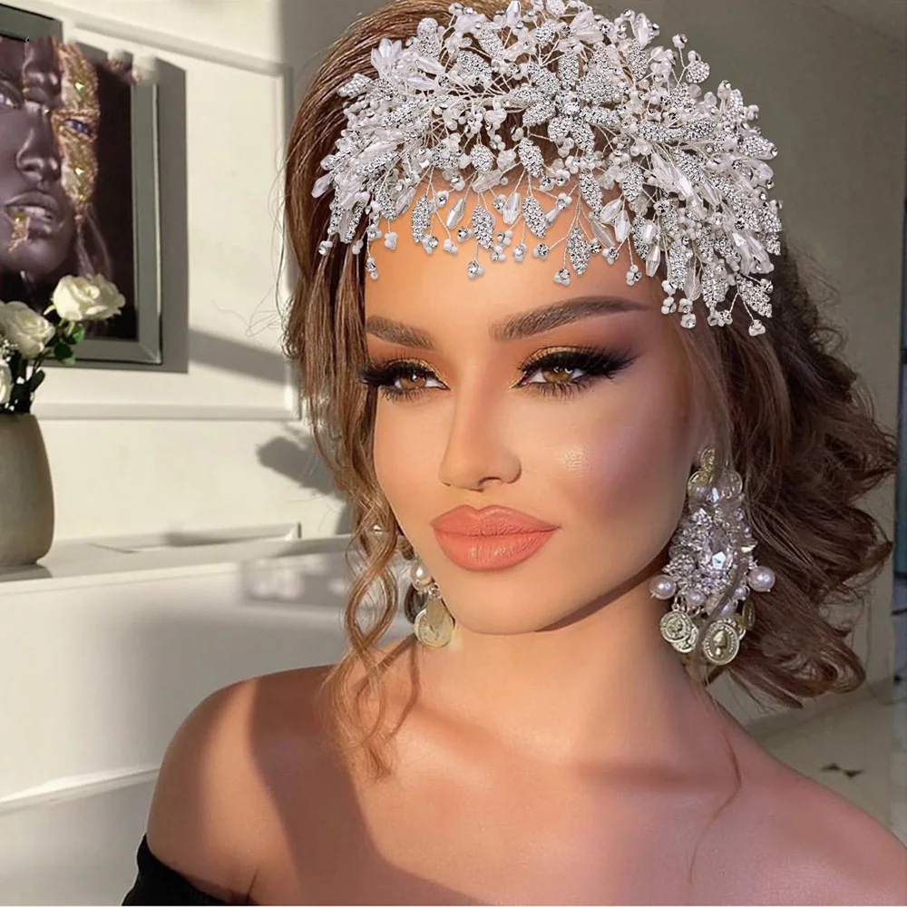 Latest Shiny Crystal Bridal Head Pieces Silver Wedding Accessories On Sale