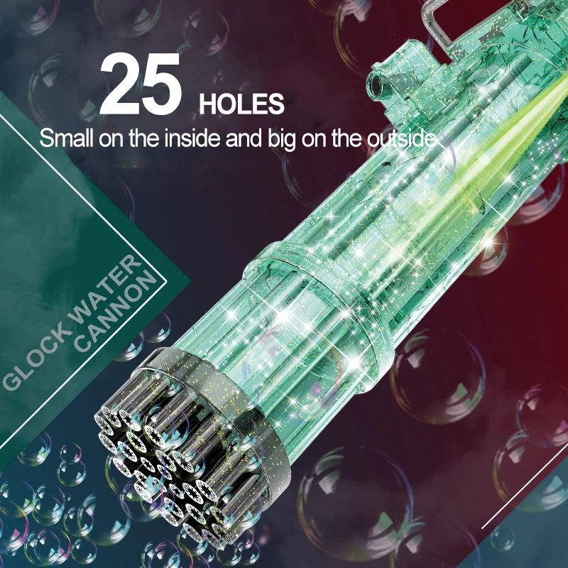 Wholesale High Quality Machine 21 25 Holes Led Bubbles Kids Toys Automatic Soap Gatling Bubble Gun