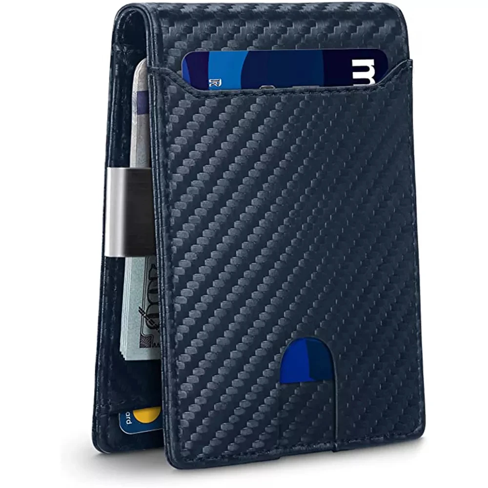 Design leather money clips business credit card holder carbon fiber money clip slim wallet with money clip