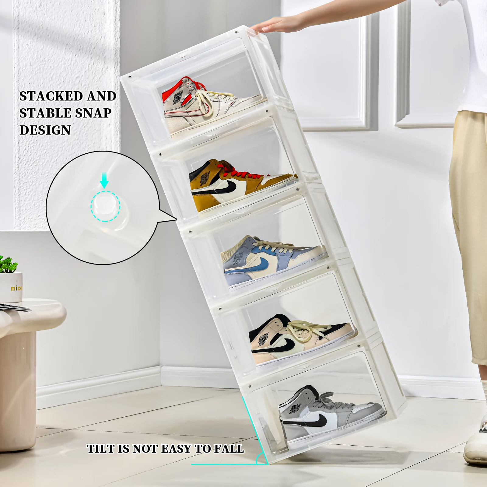 5688 Products China wholesale shoes storage box plastic acrylic mini clear black folding shoe box magnetic