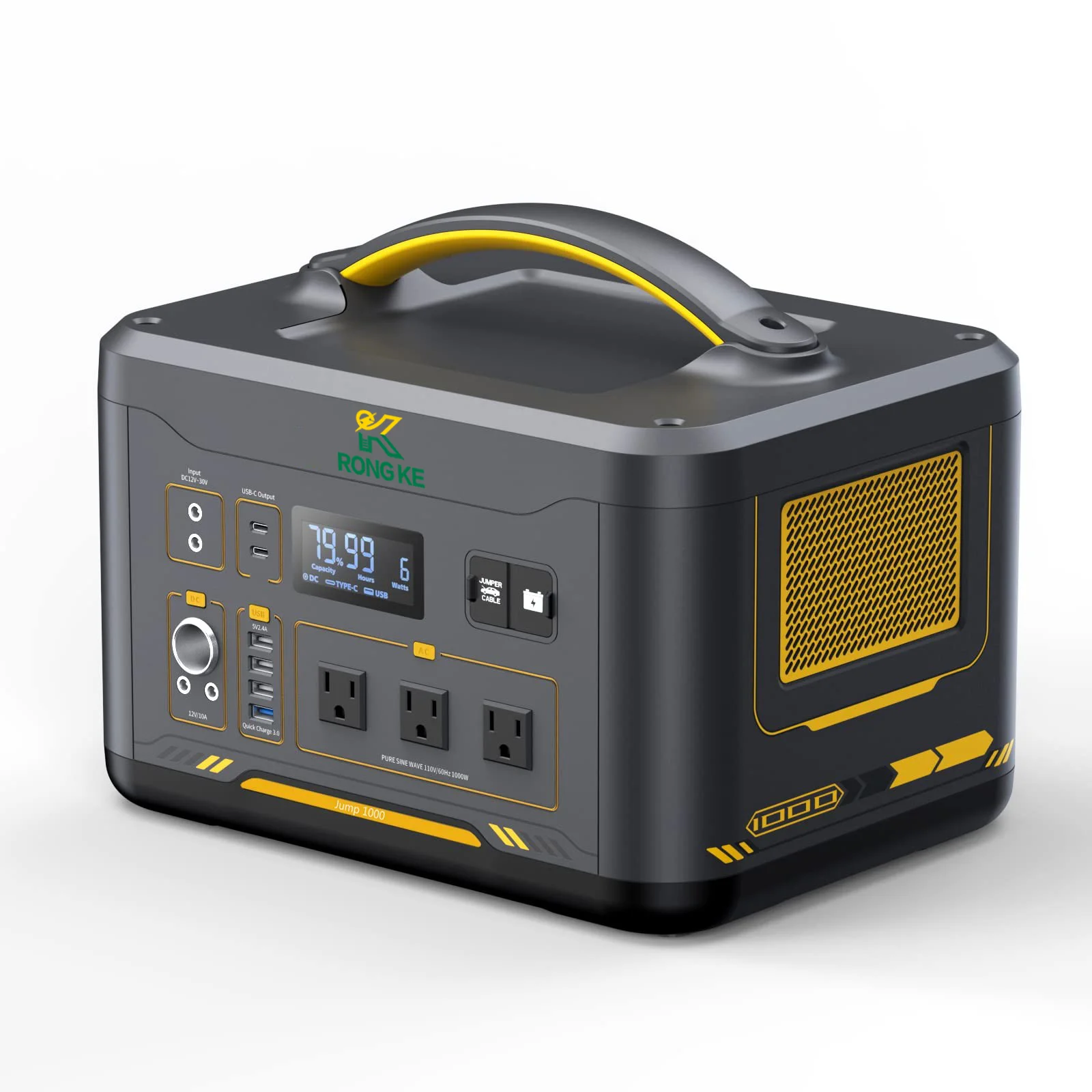 Portable Power Station 1000W 1408Wh Solar Generator with Capacity Expandable 1000W Constant-Power LiFePO4 Battery