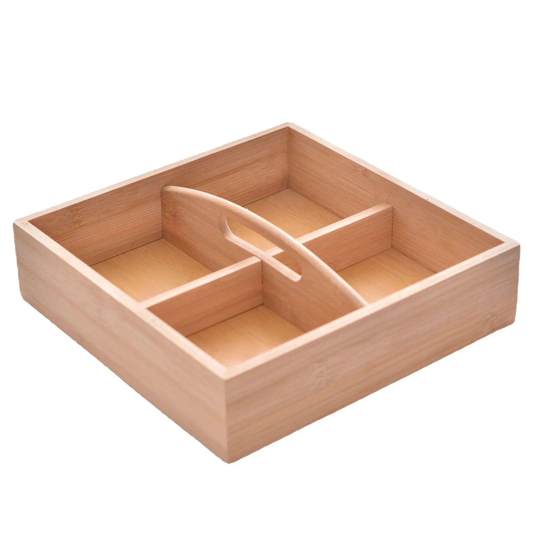 Bamboo wood portable fruit tray, compartmentalized candy dish platters for serving food vegetables, fruits and snacks