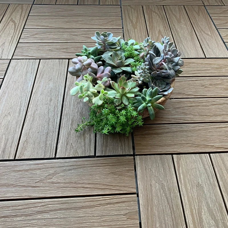 Eco-friendly waterproof WPC flooring tile garden patio balcony 3d deep embossed wood graink deck tile DIY composite