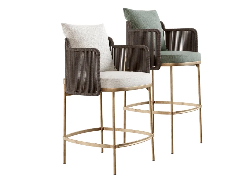 Modern Design Outdoor Aluminum Chair Aluminum and Rattan Bar Chair with cushions