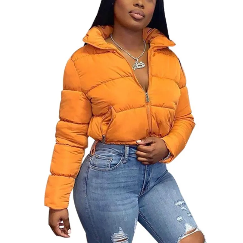 Woman Short Bomber Jacket Parkas Winter Women Puffer Bubble Coat Cropped Clothing Streetwear B2040