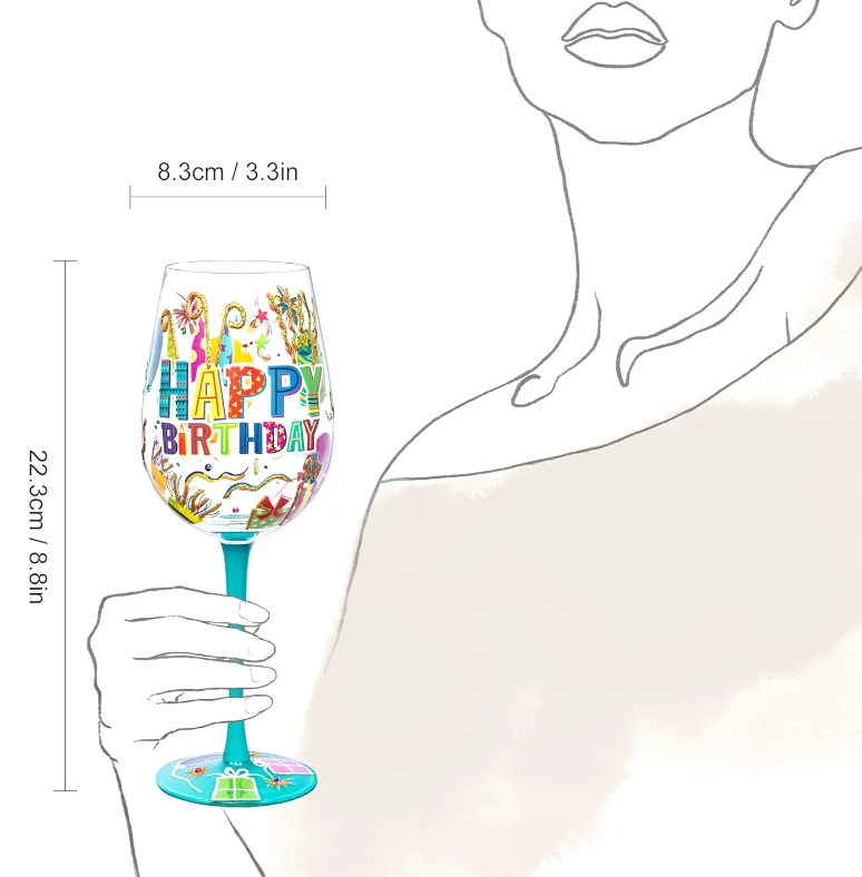 Christmas Gift Stemless Customized Print Custom Printed Wine Glass Color Wine Glasses Wine Glasses