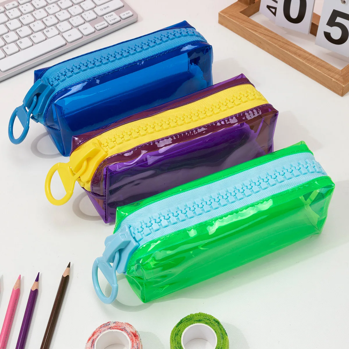 Transparent Plastic pencil Box School Lovely Pencil Case Pen Holder Bag Pouch Storage Case