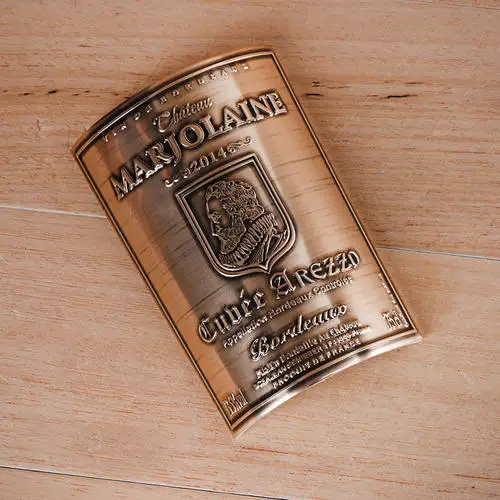 Custom Stamping Aluminum 3D Emblem wine bottle metal logo sticker metal Badge Label Metal Nameplate