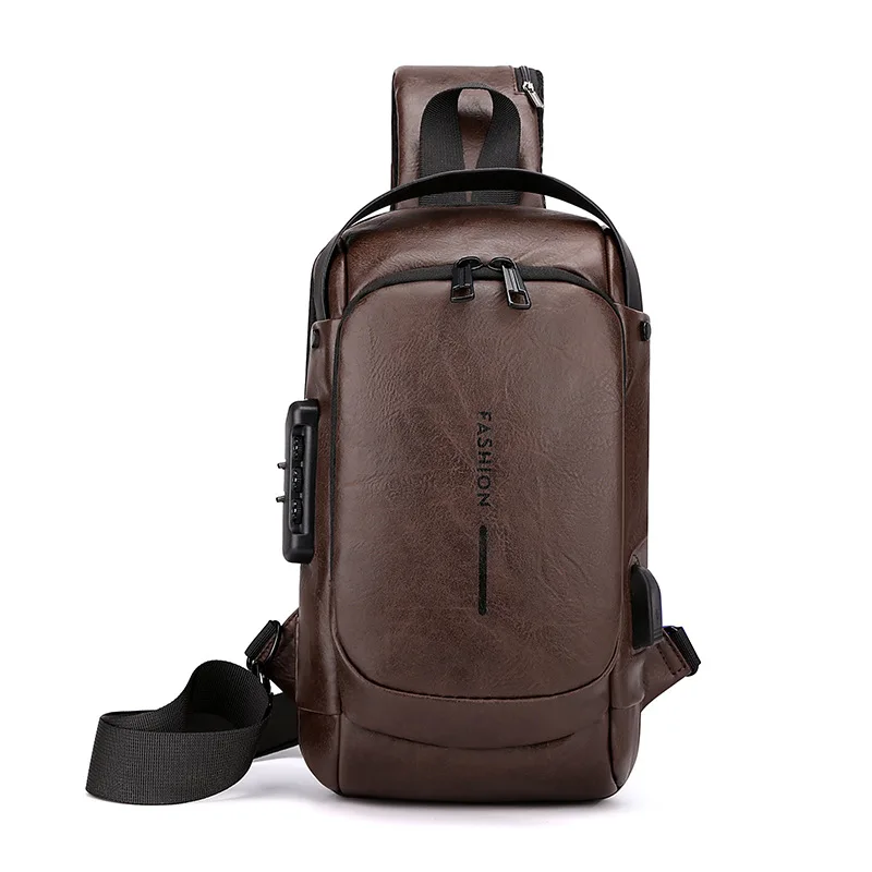 2024 bolsa hombre new fashion waterproof chest bag USB men Crossbody Sling Bag Men Crossbody Bag For Men