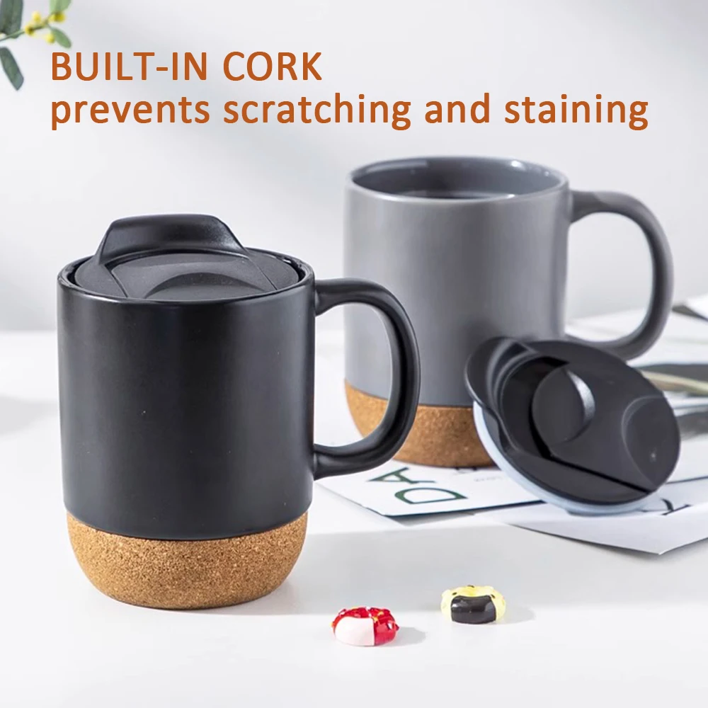 Custom Logo 15oz Sublimation Ceramic Cork Base Mug with lid