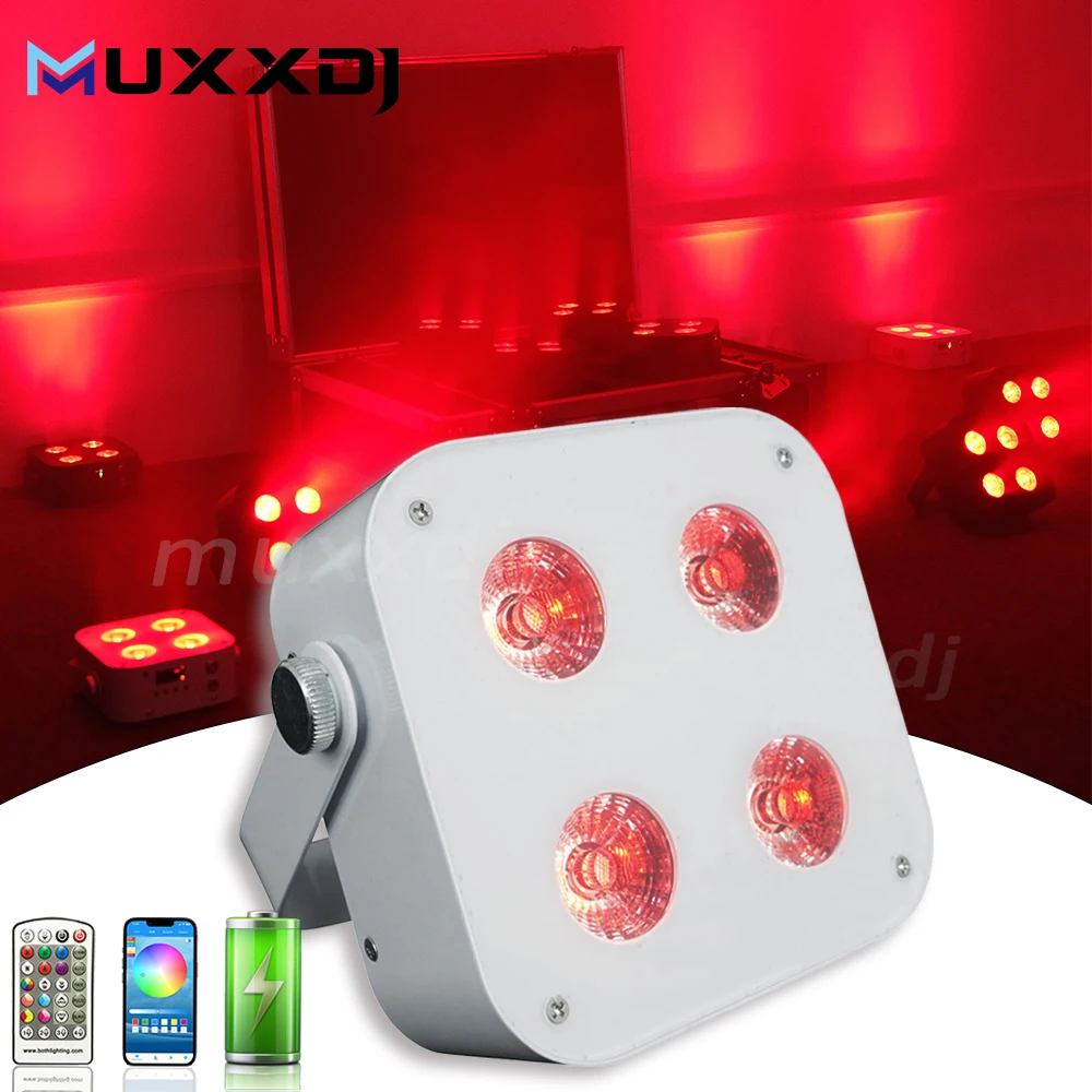 Muxxdj 4x12 Вт RGBWA UV 6 в 1 IR4 мини-прожекторы светодиодные прожекторы батарейки свадебные DJ-Uplight с беспроводным DMX и ИК-пультом
