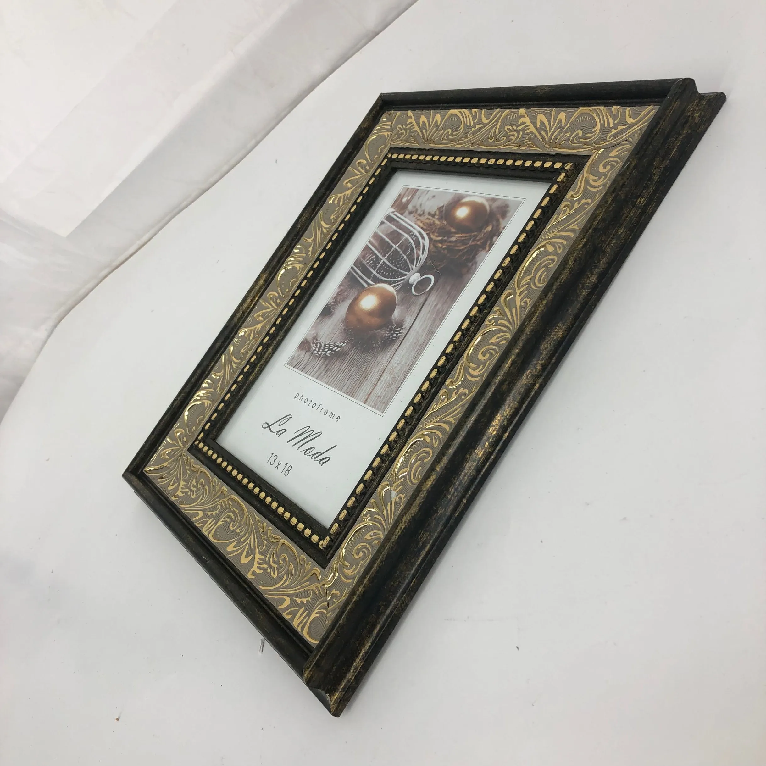 
Black Plastic Deep Scoop Picture Frame, 8 x 10 Inches Wiht Delicate Pattern Width Optional Full Size Custom Photo Frame 