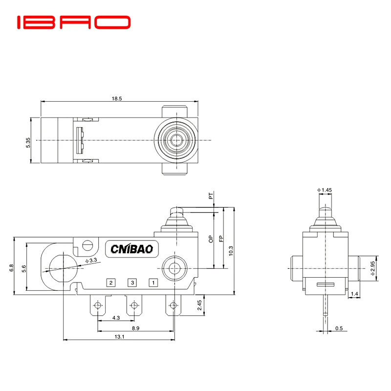 IBAO CNIBAO MAE SERIES Micro Switch Car Waterproof Micro Switch 12v Omron Micro Switch 250V -40~85°C CN;ZHE ≤100mω ≥100MΩ IP67