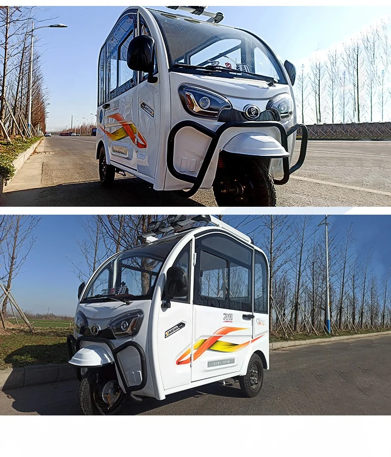 Closed Three wheels Electric Tricycle 48V 800W for Passenger Two Doors