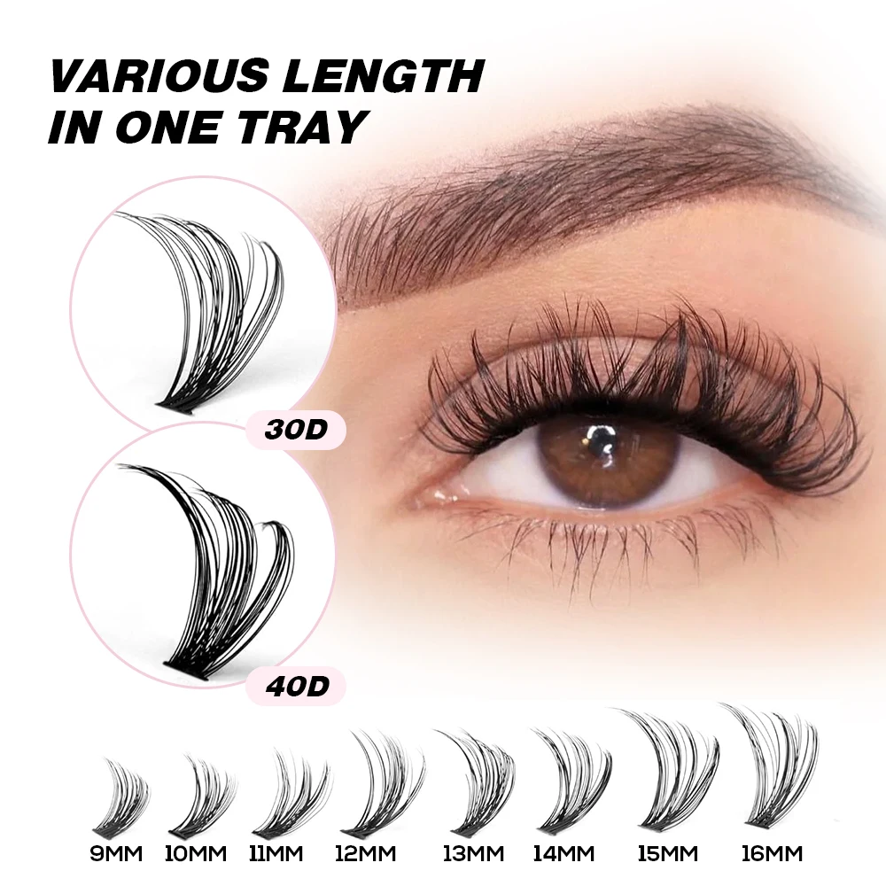 Gollee Professional Fox Mink Cat Eye Dd Curl Custom Logo 20Mm 25Mm Diy Segment Strip Eyelash Lash Cluster Extension Glue Kit
