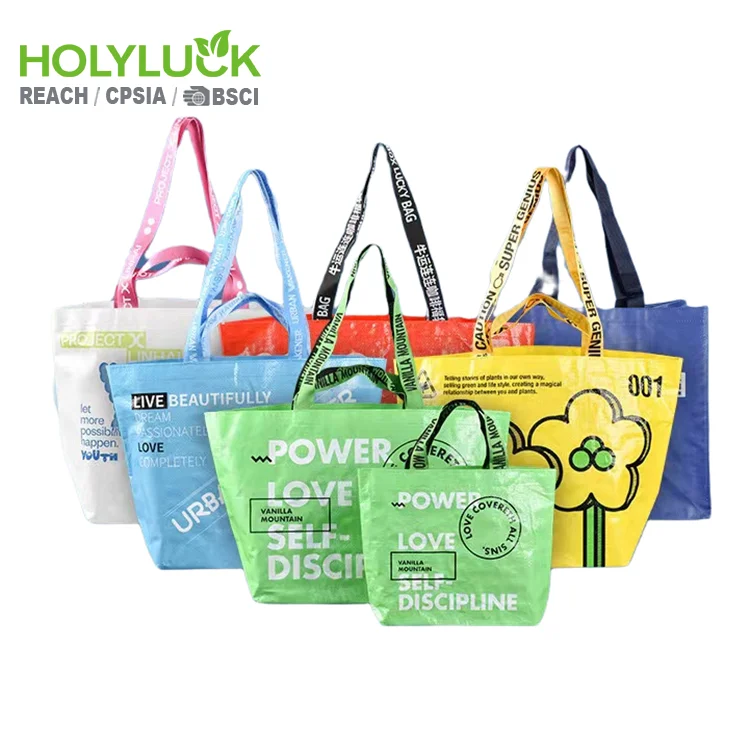 BSCI Reusable Grocery Large Capacity Laminated Pp Woven Shopping Tote Bag for Groceries Daily Needs