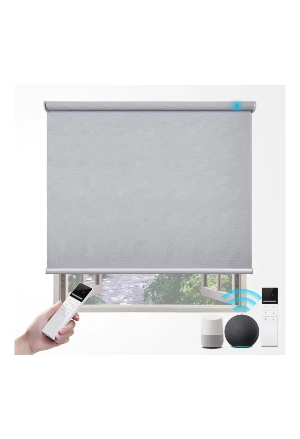 Smart Motorized Zebra Blinds Work with Alexa, Remote Control Smart Blinds, 90% Blackout Light Filtering Day Night Sheer Shades