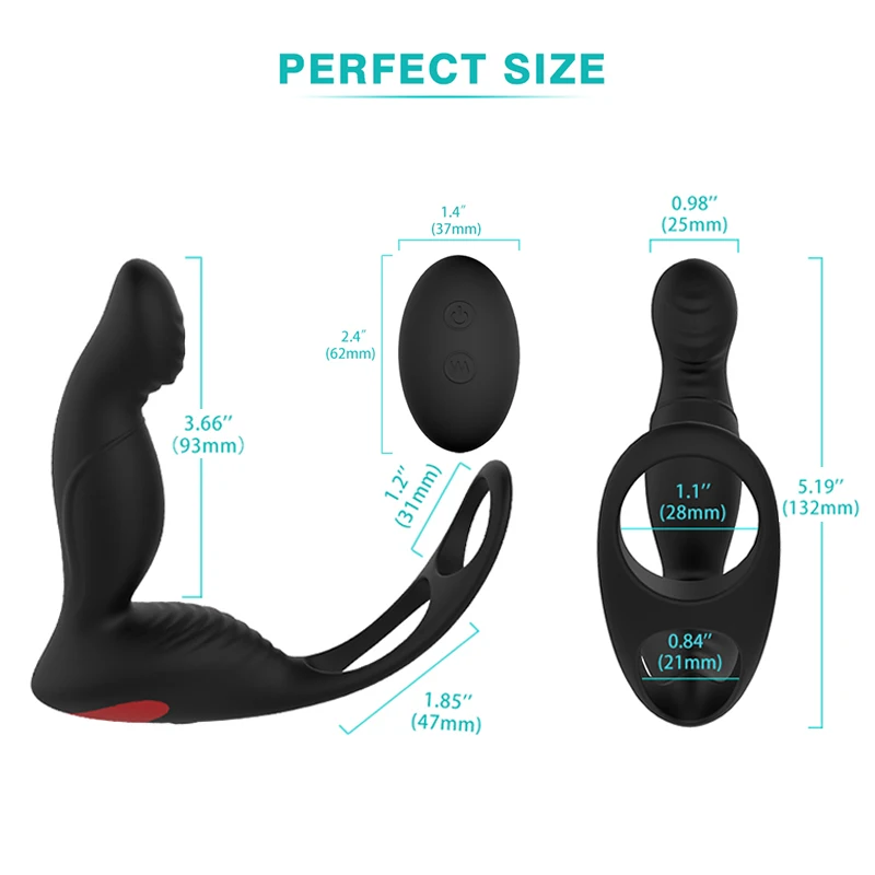 
High-grade Prostate Massage with Cock-ring Men Sex Toys Anal Vibrator Wireless Remote Butt Plug for Adult Masturbation 