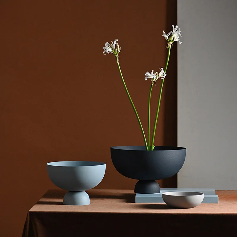 Morandi Color Matt Blue Series Metal Bowl Chocolate Tray For Wedding Banquet Arabic Ramadan Service Home Decor