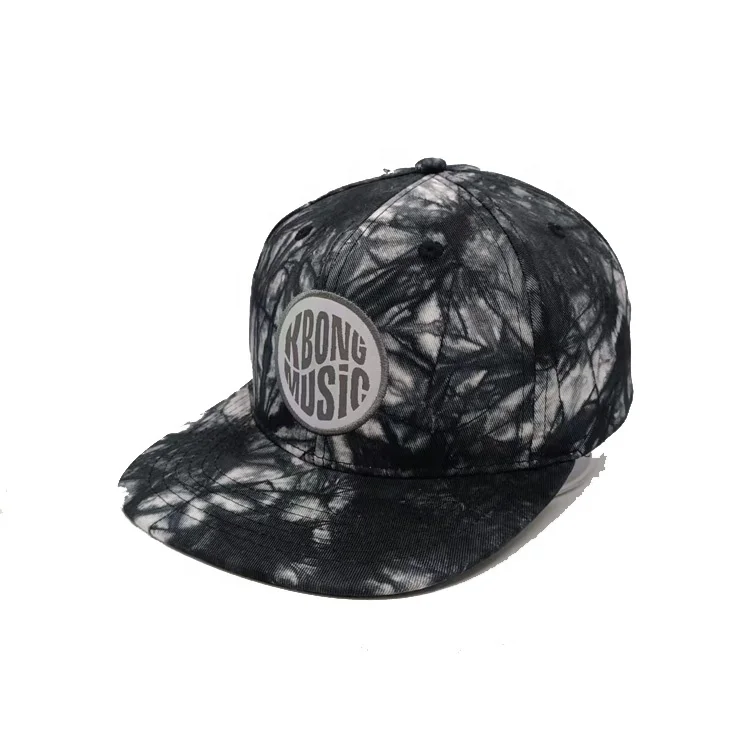 Custom Tie Dyed Snapback Hat Applique Embroidered Woven Patch Snapback Cap