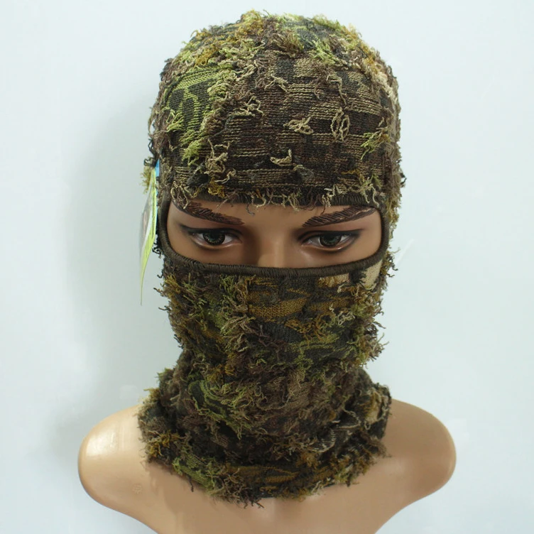 Y-W Popular Distressed Wild Camo CS Outdoor Knitted Windproof and Warm distressed balaclava skimask