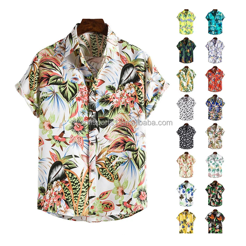 Factory Supplier  breathable hawaiian shirt beach shirt white Tailored Oem men floral shirt