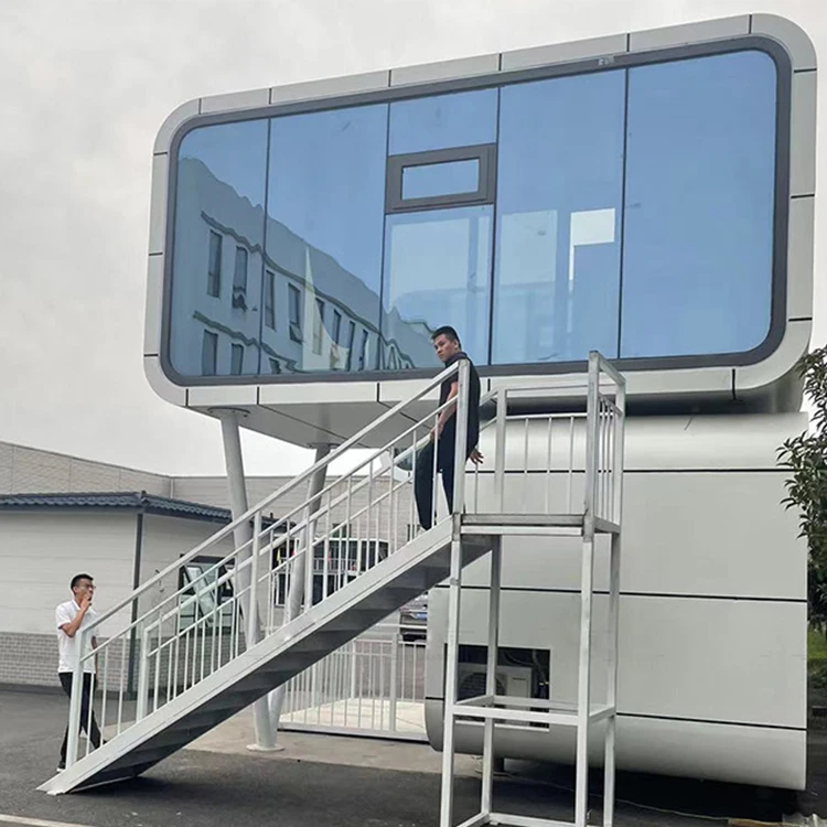 Glass homestay prefab cabin container house integrated home outdoor removable steel office pod prefabricated house apple cabin