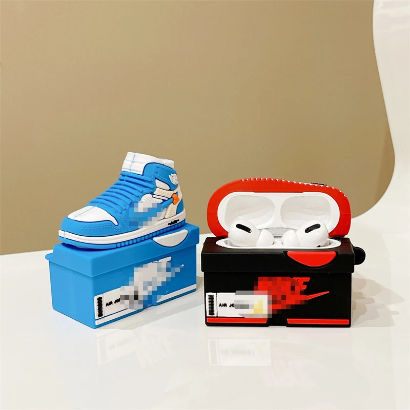 3D Cute Soft Silicone Luxury Sneakers Jor dan Designer Protection Cover airpod 1/2/3 Airpods pro case for Apple earphone