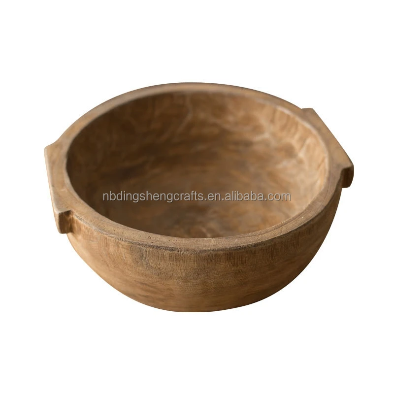 
wooden dough bowl for decor natural wooden pot with handle for garden home use rustic farmhouse decor/wooden bowl photo props 