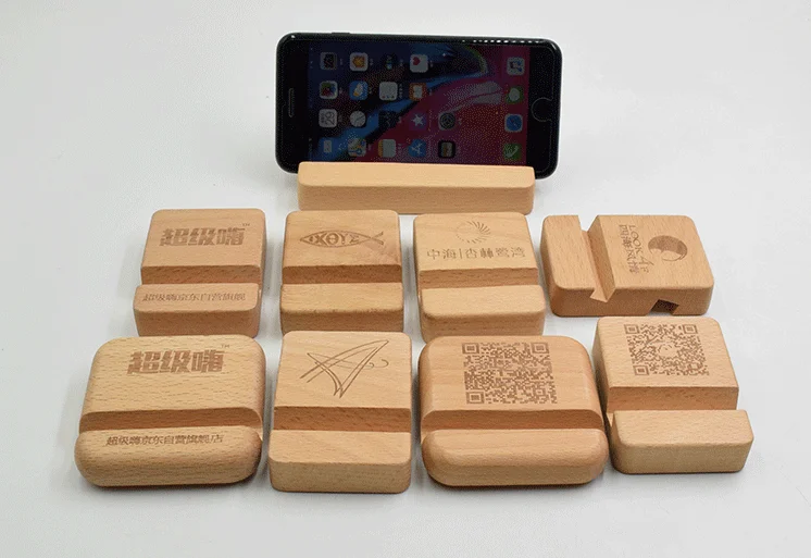 Wooden phone holder Beech square base bracket mobile phone bracket accessories lazy mobile phone holder Desktop stand