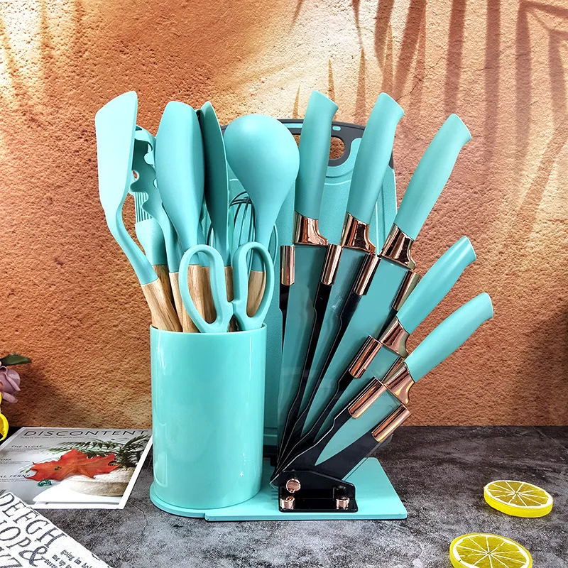 New Silicone Products Home and Kitchen Accessories 20Pcs Heat Resistant Food Silicone Kitchen Utensils Cheap Cooking Spatula Set