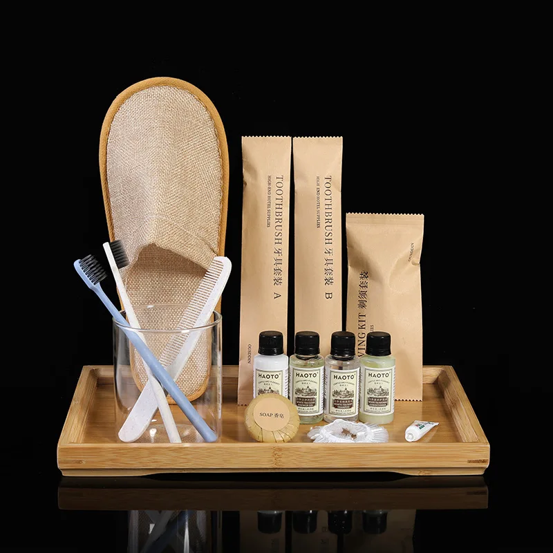 Professional popular custom logo luxury five-star hotel products room accessories disposable supplies guest amenities set