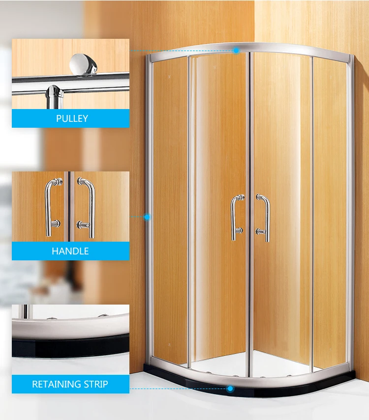 Hotel Integrated Bathroom Door Corner Complete Shower Room Glass Cabin Round Sanitary Shower Enclosure With Base