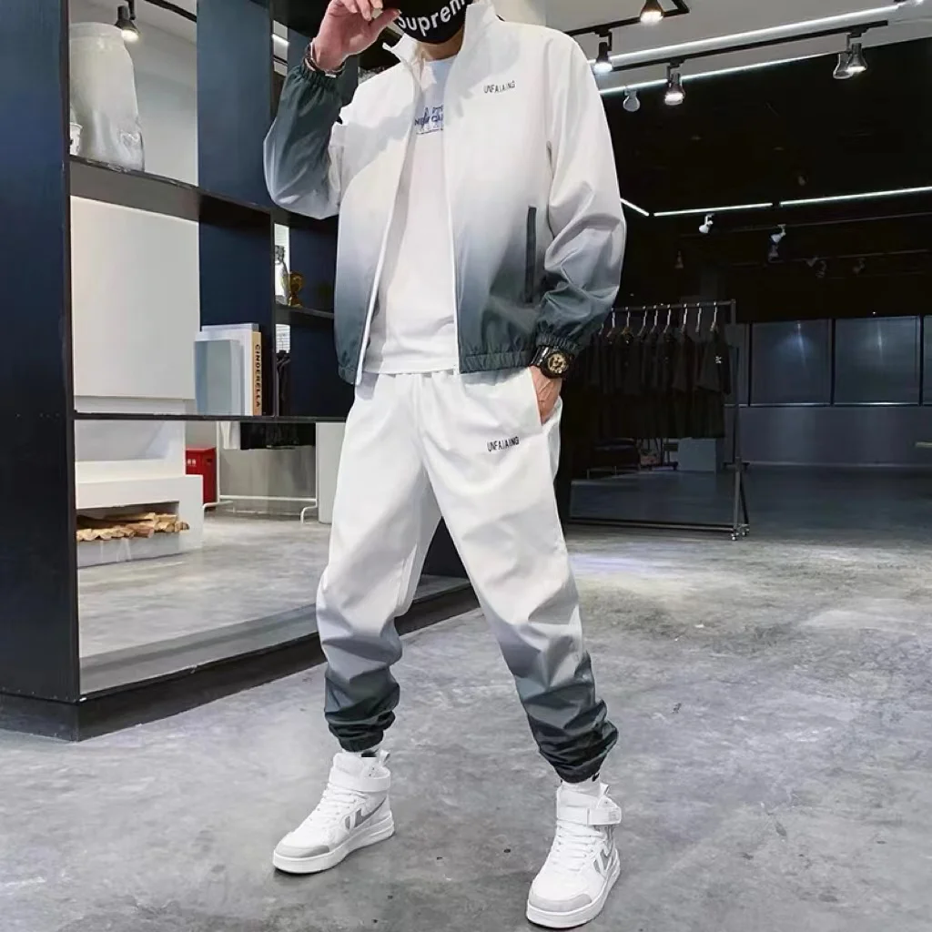 2023 wholesale men casual Fashion tracksuit 2 piece suits men clothing sets custom men jacket and pants two piece set