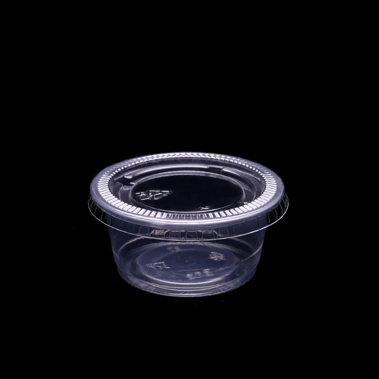 SKYDEAR 2 oz Small MINI Clear portion sauce souffle plastic disposable sauce containers cups with lids