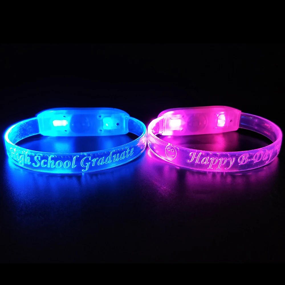 Christmas Halloween Custom Logo Party Concert Sound Motion Activated Rave Glow LED Light Up Flashing Bracelet Wristbands