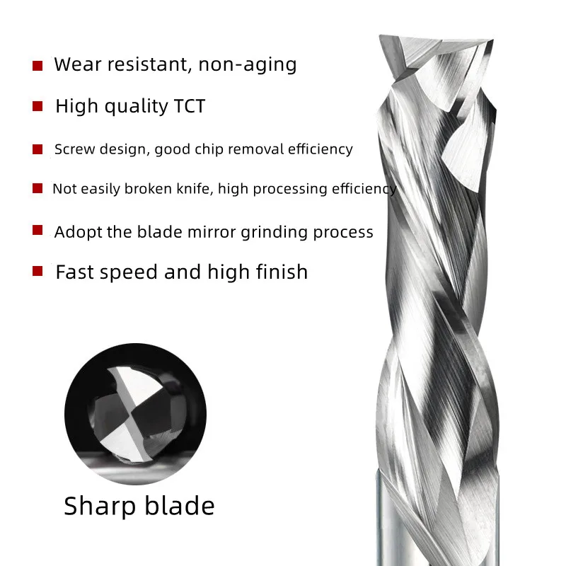 Compound Edge Milling Cutter  All Sizes Solid Carbide Compression Spiral Router Bits CNC End Mill Cutters Woodworking